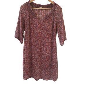 Old Navy Womens Midi Dress Dark Cottagecore Size Small Ditsy Floral Peasant Pink